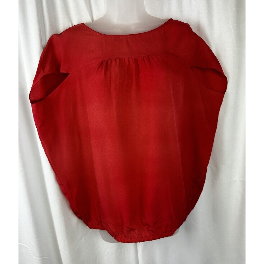 Ann‎ Taylor LOFT Capped Sleeves Blouse Dark Coral XS Colorful artsy unique 51-27